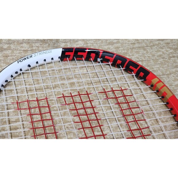 Wilson Federer 110 Adult Tennis Racket Red/White/Black + Sleeve Power Strings - Picture 5 of 14